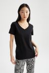V Yaka Basic Relax Fit Kısa Kollu Tişört