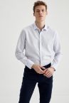 Modern Fit Basic Uzun Kollu Mavi Gömlek