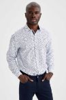 Modern Fit Polo Yaka Baskılı Oxford Uzun Kollu Gömlek