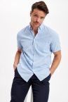 Regular Fit Polo Yaka Baskılı Poplin Kısa Kollu Gömlek
