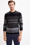Çizgili Slim Fit Triko Kazak