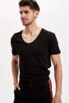 Slim Fit V Yaka Basic Siyah Tişört