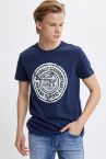 Baskılı Bisiklet Yaka Slim Fit Pamuklu Tişört