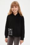 Kız Çocuk Baskılı Kapüşonlu Sweatshirt