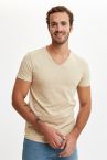Slim Fit V Yaka Basic Kısa Kollu Tişört