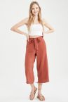 Culotte Bel Bağcıklı Dokuma Pantolon