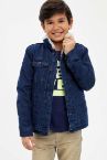 Erkek Çocuk Regular Fit Suni Kürklü Yaka Jean Ceket
