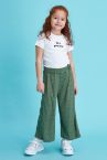 Kız Çocuk Beli Kuşaklı Wide Leg Pantolon