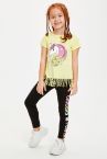 Kız Çocuk Slim Fit Unicorn Baskılı Tayt
