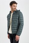 Slim Fit Kapüşonlu Su İtici Isı Yalıtımlı Warmtech Şişme Mont