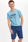 Baskılı Slim Fit Bisiklet Yaka Pamuklu Tişört