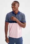 Regular Fit Polo Yaka Renk Bloklu Kısa Kollu Tişört