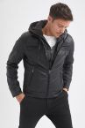 Slim Fit Kapüşonlu İçi Yumuşak Tüylü Suni Deri Mont