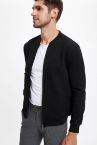 Slim Fit Fermuarlı Kolej Yaka Bomber Hırka