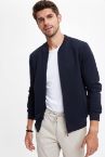 Slim Fit Fermuarlı Kolej Yaka Bomber Hırka