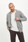 Slim Fit Fermuarlı Kolej Yaka Bomber Triko Hırka