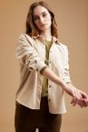 Oversize Fit Önü Kısa Arkası Uzun Uzun Kollu Kadife Gömlek