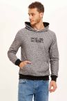 Slim Fit Kanguru Cepli Slogan Desenli Uzun Kollu İçi Yumuşak Tüylü Sweatshirt