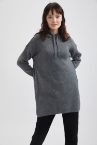 Relax Fit Kapüşonlu Triko Tunik