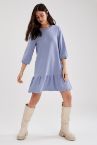 Etek Ucu Volanlı Yarım Kol Oversize Fit Mini Elbise