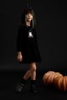 Kız Çocuk Halloween Temalı Hayalet Baskılı Selanik Kumaş Elbise