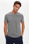 Regular Fit Bisiklet Yaka Basic Antrasit Tişört