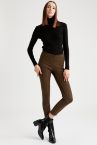 Süet Slim Fit Dokuma Tayt