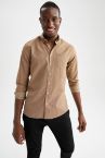 Slim Fit Polo Yaka Uzun Kollu Gömlek