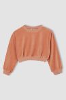 Kız Çocuk Relax Fit Crop Kadife Sweatshirt