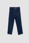 Kız Çocuk Mom Fit Yıpratma Detaylı Geri Dönüşümlü Jean Pantolon