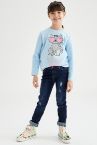 Kız Çocuk Yıpratmalı Slim Fit Jean Pantolon