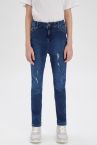 Kız Çocuk Yıpratmalı Slim Fit Jean Pantolon