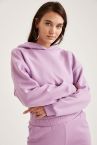 Defacto Fitİçi Yumuşak Tüylü Kapüşonlu Beli Büzgülü Crop Sweatshirt