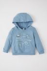 Erkek Bebek Baskılı Kapüşonlu Organik Pamuk Sweatshirt