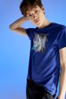 Baskılı Slim Fit Bisiklet Yaka Pamuklu Penye Tişört