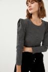 Basic Bisiklet Yaka Uzun Kollu Örme Top