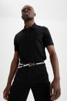 Slim Fit Polo Yaka Basic Kısa Kollu Pamuklu Penye Tişört
