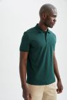 Slim Fit Polo Yaka Basic Kısa Kollu Pamuklu Penye Tişört