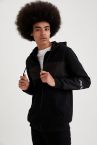 Slim Fit Kapüşonlu Fermuarlı Sırt Baskılı Sweatshirt
