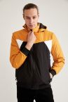 Blok Desenli Slim Fit Kapüşonlu Mont