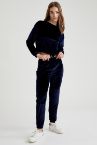 Kadife Görünümlü Sweatshirt ve Eşofman Altı Set