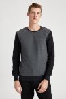 Slim Fit Bisiklet Yaka Uzun Kollu Sweatshirt