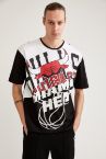 NBA Lisanslı Oversize Fit Bisiklet Yaka Pamuklu Tişört