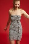 Bodycon Fit Yılbaşı Temalı Pul Payet Nakışlı Straplez Elbise