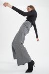 Relax Fit Kare Desenli Geniş Paça Pantolon