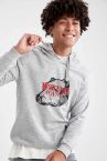 Slim Fit Kapüşonlu Baskılı Sweatshirt