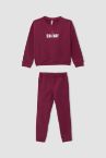 Kız Çocuk Yazı Baskılı Crop Sweatshirt ve jogger Eşofman Alt Takımı