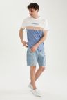 Oversize Fit Yırtık Detaylı Bermuda Şort