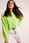 Oversize Fit Kesik Detaylı Crop Sweatshirt