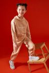 Kız Çocuk Yazı Baskılı Organik Pamuklu Crop Sweatshirt